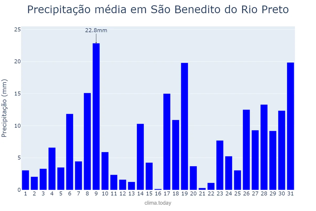 Precipitação em janeiro em São Benedito do Rio Preto, MA, BR