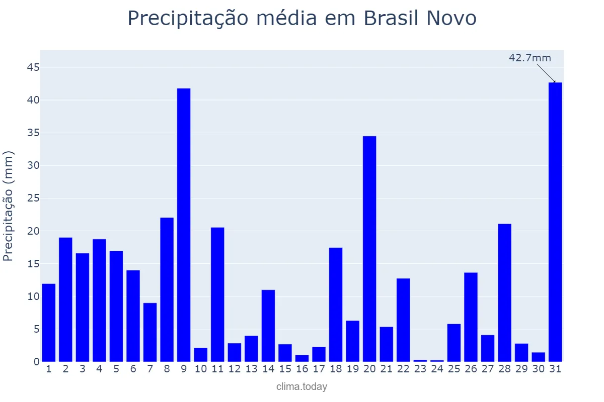 Precipitação em janeiro em Brasil Novo, PA, BR