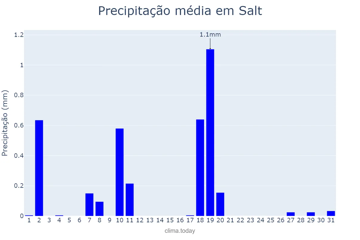 Precipitação em dezembro em Salt, Catalonia, ES