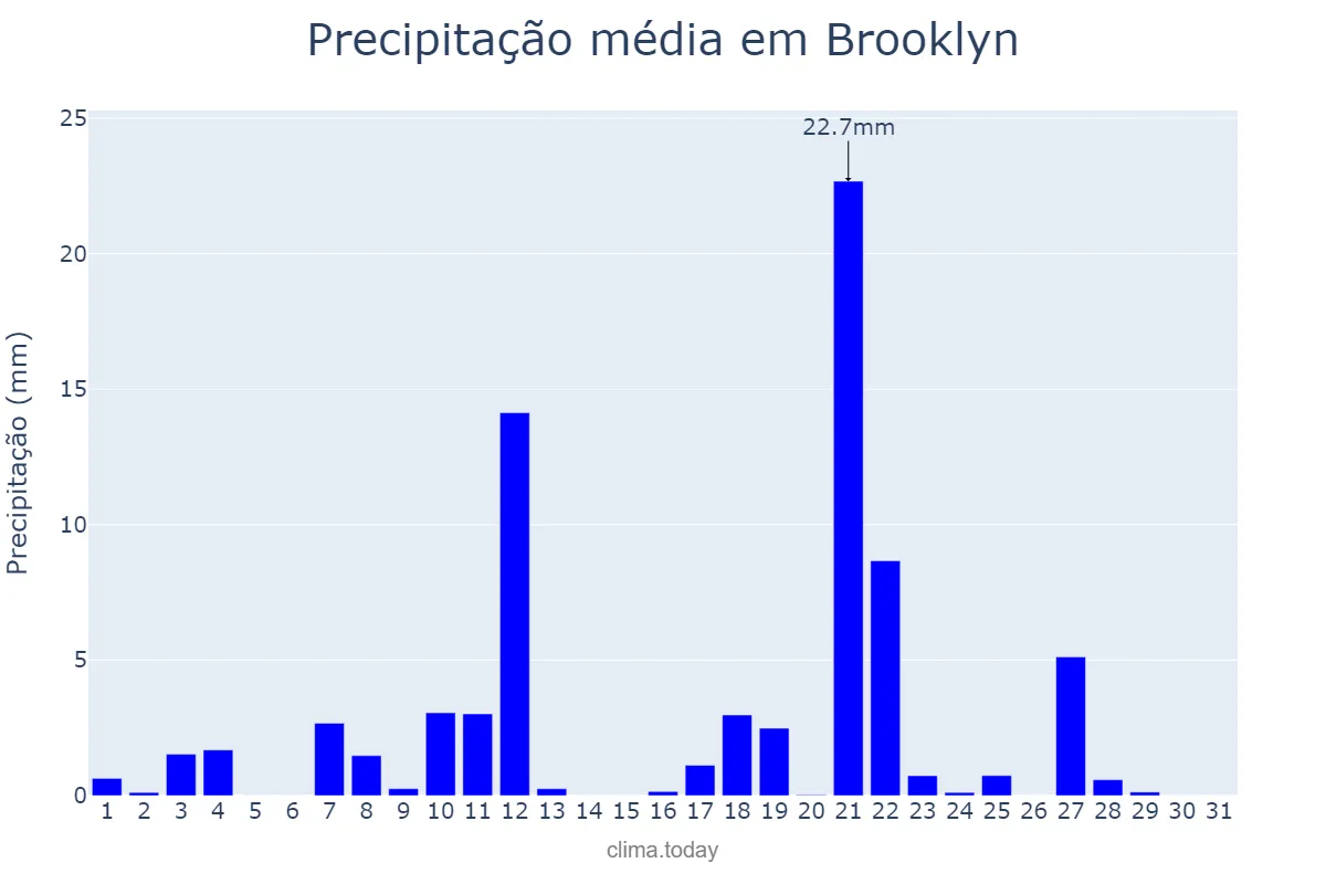 Precipitação em agosto em Brooklyn, New York, US